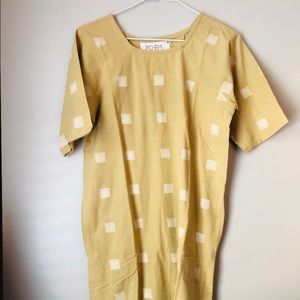 PO-EM Block Print Day Dress in Tea color (NEW)